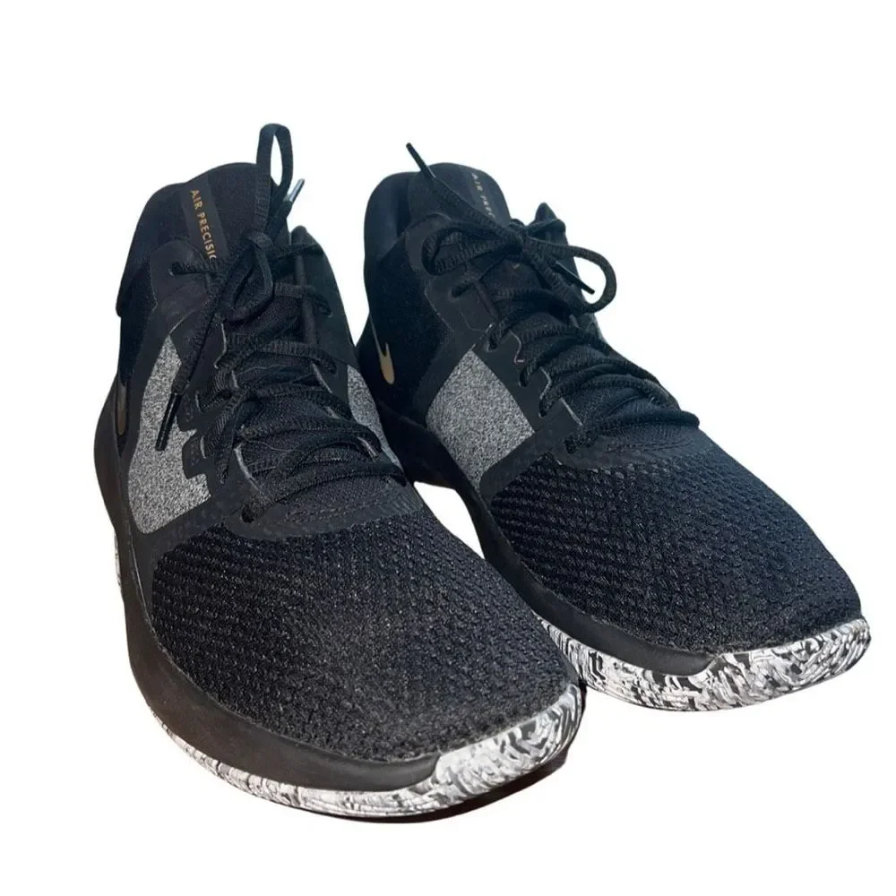 Nike Air Precision II Basketball Shoes Black & Gold Men size 9.5 - Picture 1 of 11